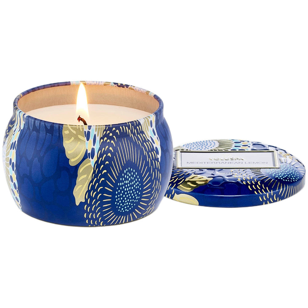 Voluspa Mini Decorative Tin Candle 4 oz- Mediterranean Lemon