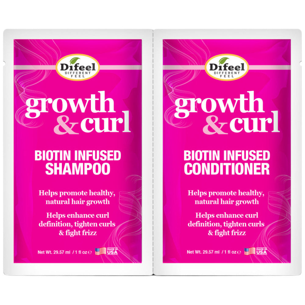 Difeel Shampoo and Conditioner Packet- Growth + Curl 2 x 1 oz