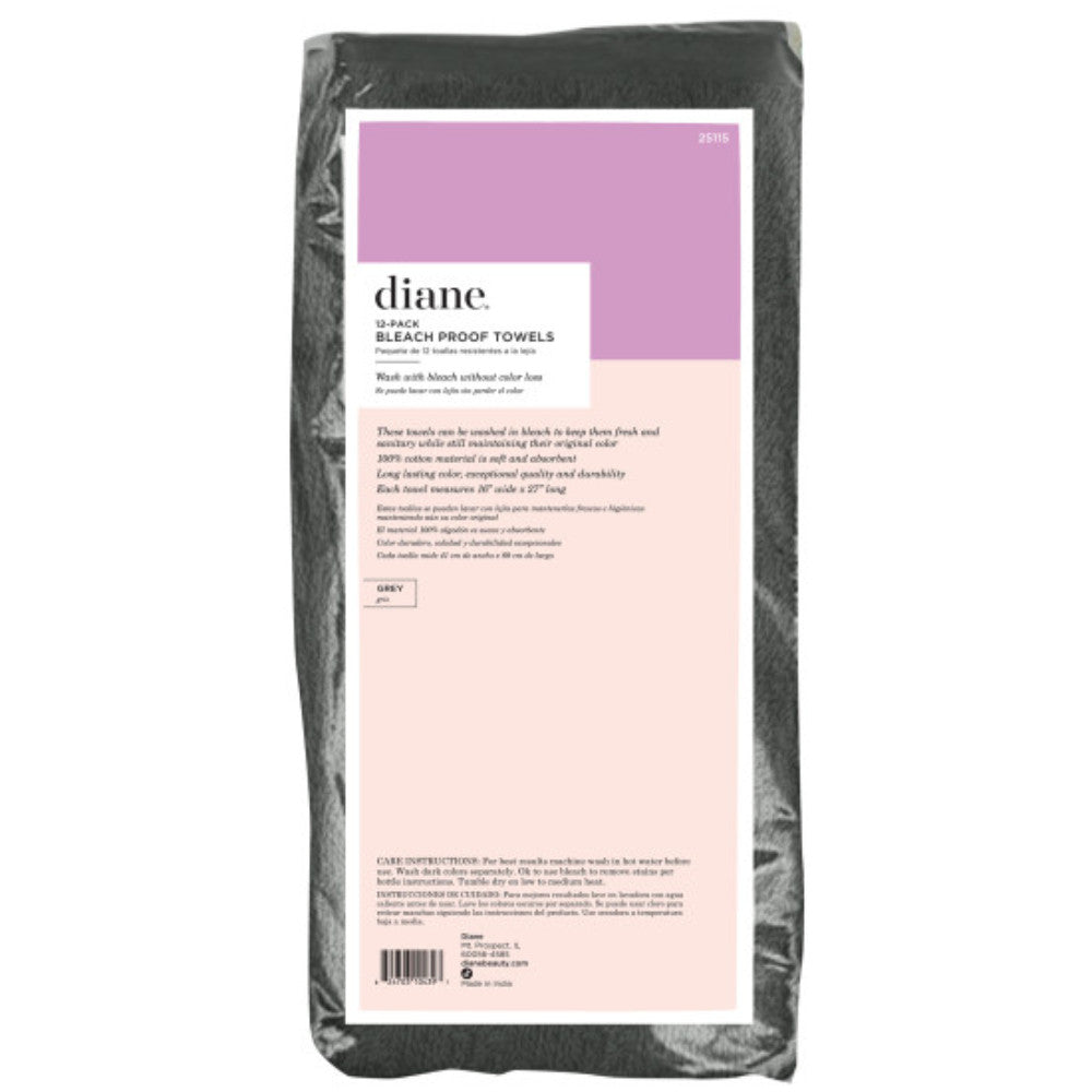 Diane Bleachproof Towels Grey 12pk