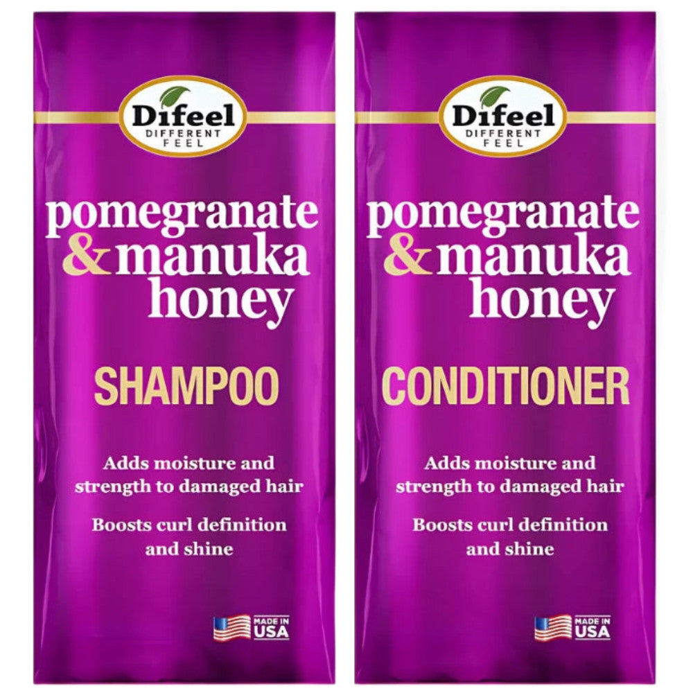 Difeel Shampoo and Conditioner Packet- Pomegranate + Manuka Honey 2 x 1 oz