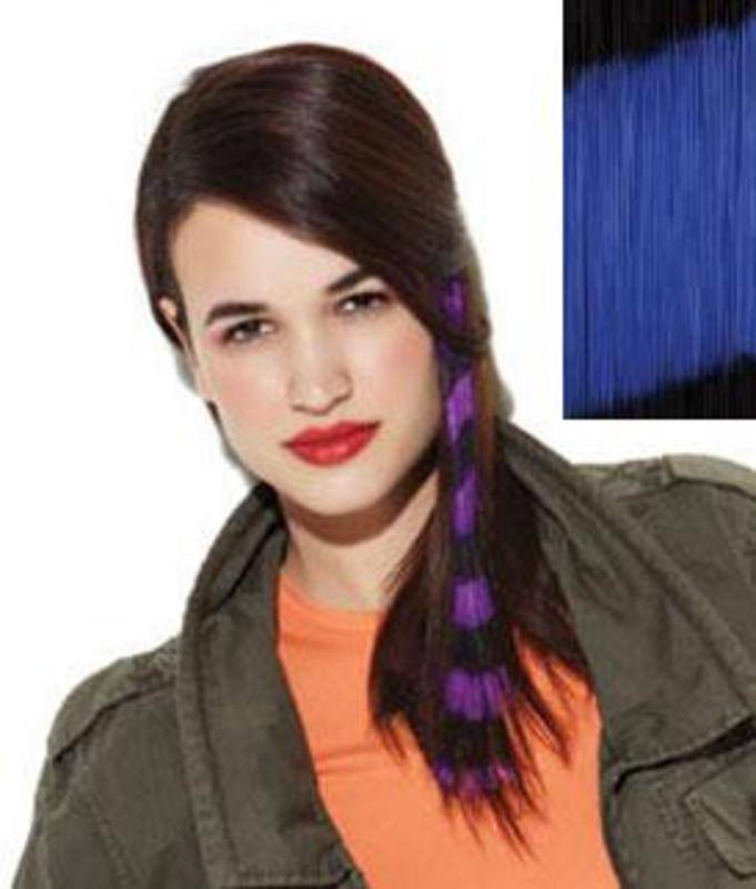 HAIR U WEAR CLIP-IN BRIGHT STRIPES 16 INCH BLUE/BLACKHAIR U WEAR