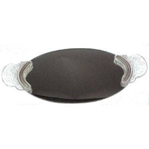HARRY KOENIG MIRRORED VANITY TRAY-OVAL WITH SILVER 12.25 M-22MirrorsHARRY KOENIG